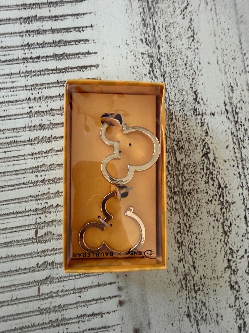BaubleBar Rose Gold Mickey Hoop Earrings